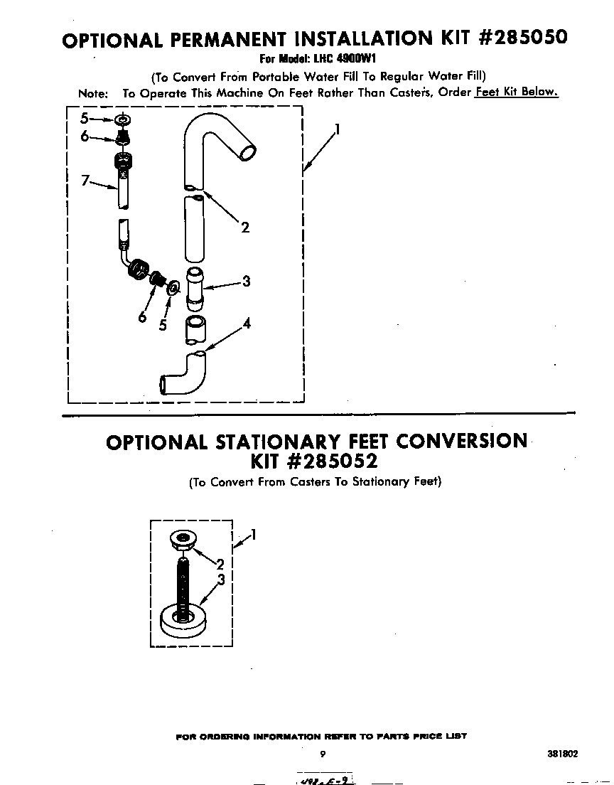 OPTIONAL PERMANENT INSTALLATION #285050