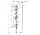 Whirlpool LHB3000W1 basket drive and brake diagram