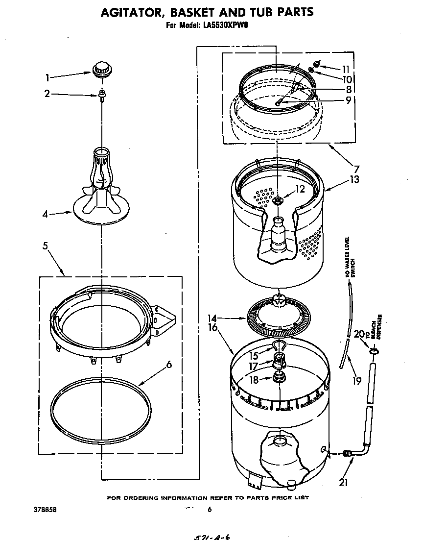 AGITATOR, BASKET AND TUB