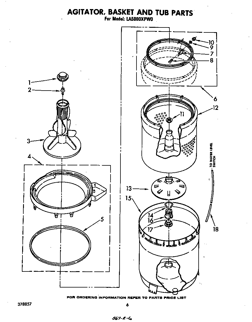 AGITATOR, BASKET, AND TUB