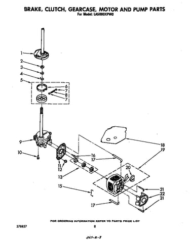 Brake, clutch, gearcase, motor, pump