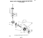 Whirlpool LA5700XPW0 brake, clutch, gearcase, motor and pump diagram
