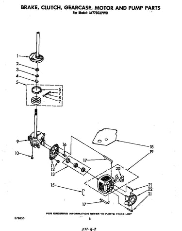 Brake, clutch, gearcase, motor and pump