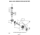 Whirlpool LA5300XPW0 brake, clutch, gearcase, motor and pump diagram