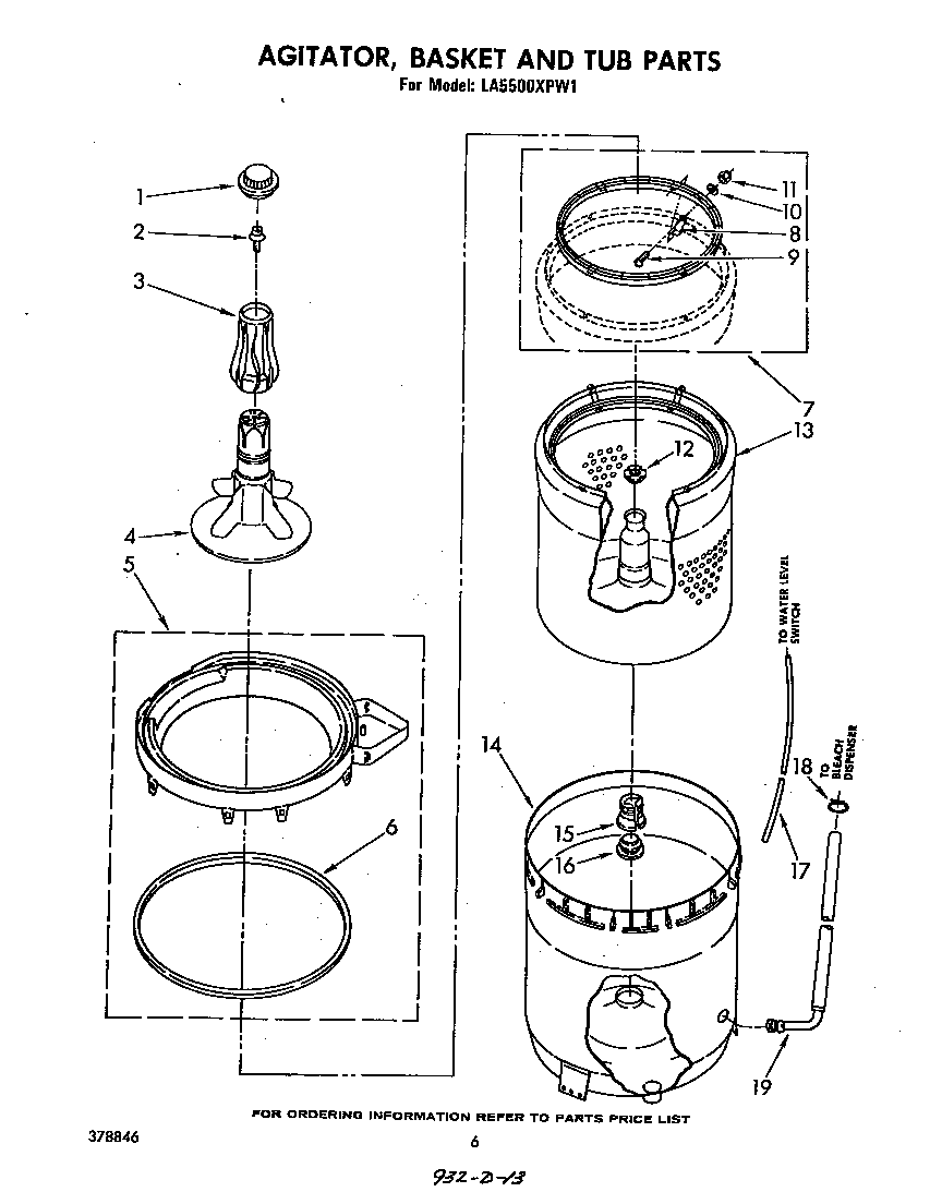 AGITATOR, BASKET AND TUB