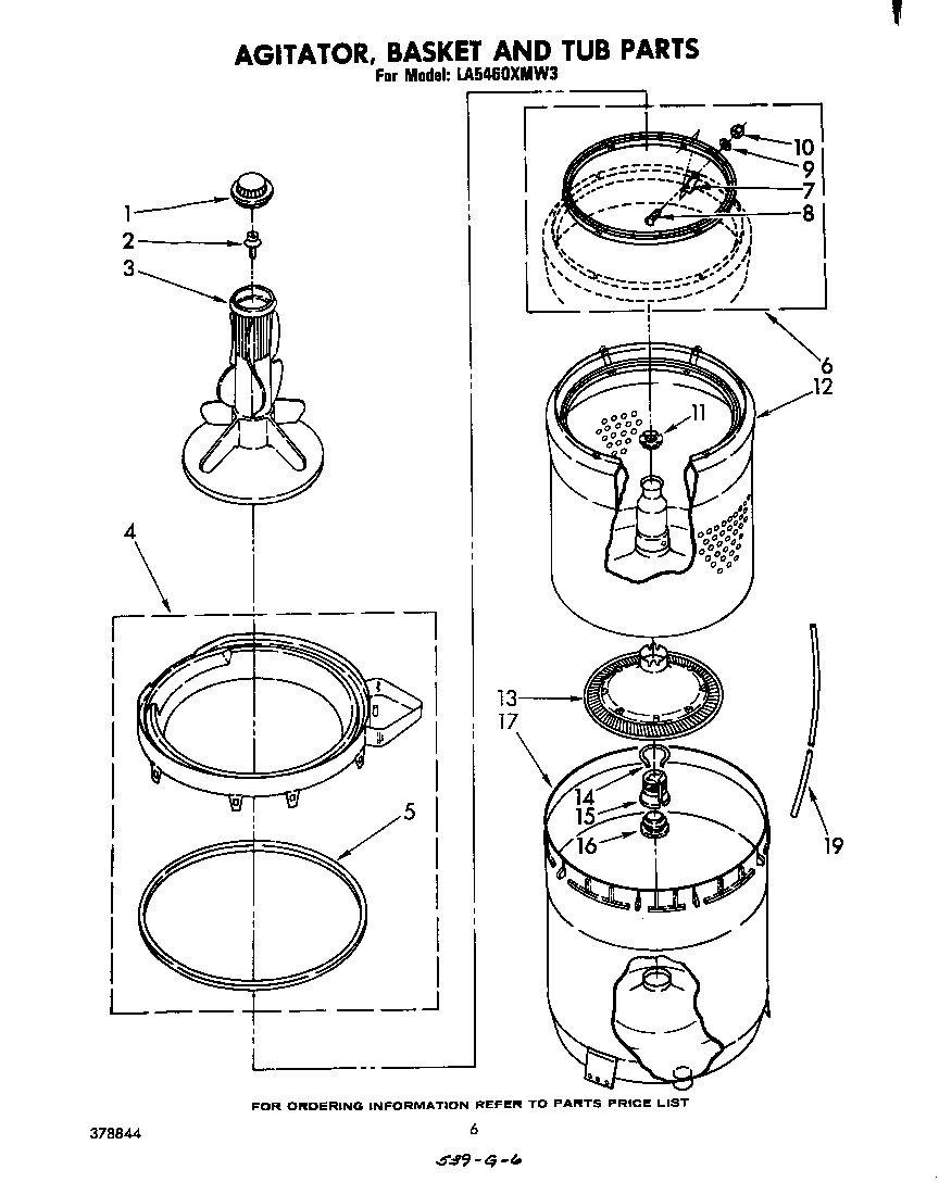 Agitator, basket, and tub