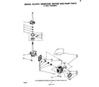 Whirlpool LA5430XMW3 brake, clutch, gearcase, motor and pump diagram