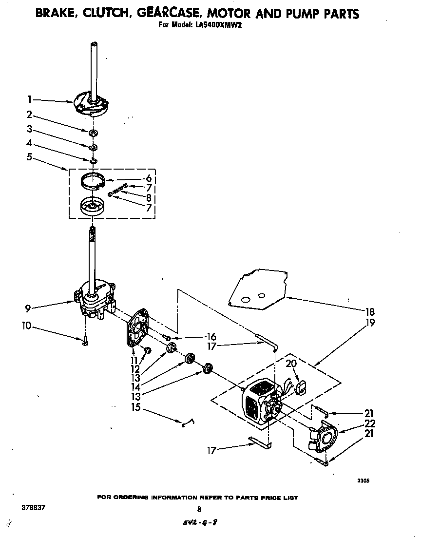 BRAKE, CLUTCH, GEARCASE, MOTOR, AND PUMP