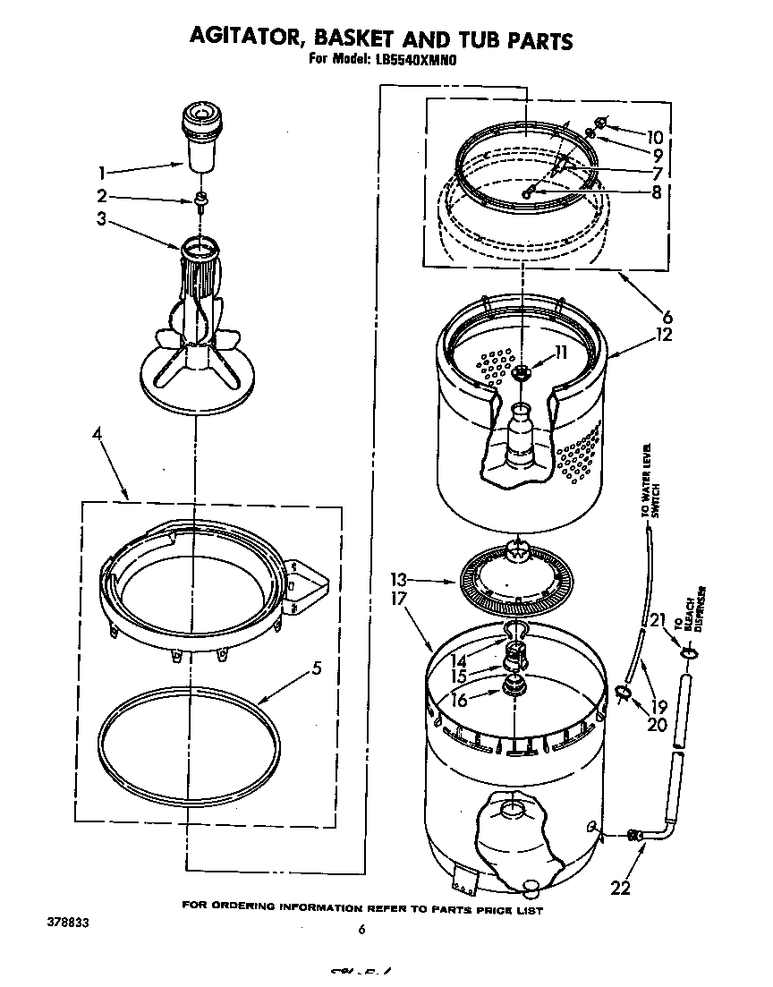 AGITATOR, BASKET AND TUB