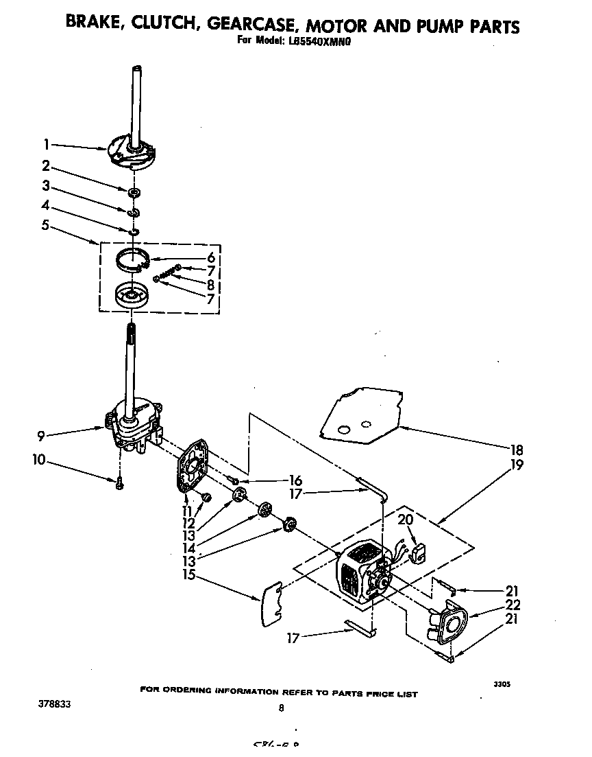 BRAKE, CLUTCH, GEAR CASE, MOTOR AND PUMP