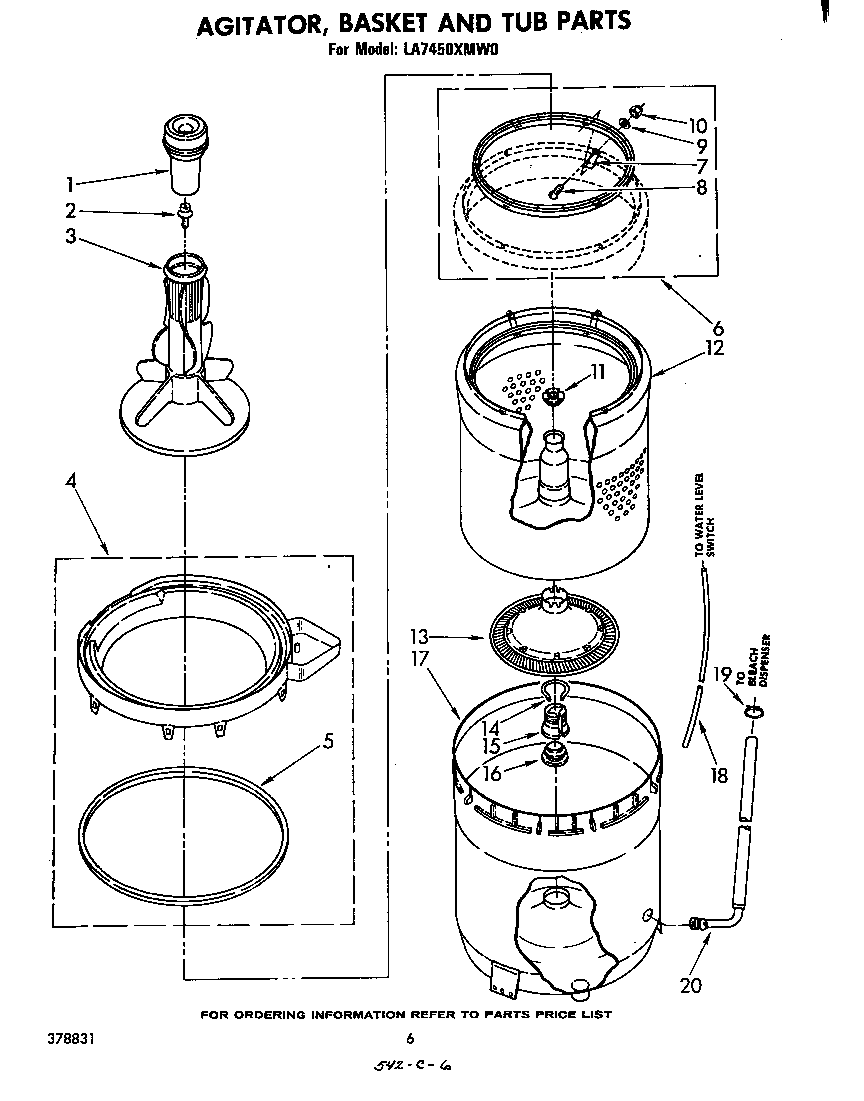 Agitator, basket, and tub