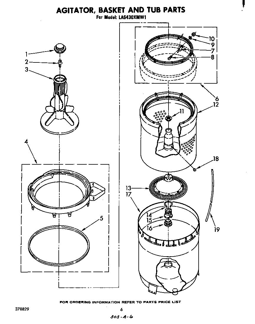 AGITATOR, BASKET AND TUB