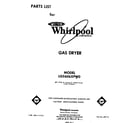 Whirlpool LG5606XPW0 front cover diagram