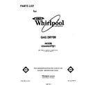 Whirlpool LG6606XPW1 front cover diagram
