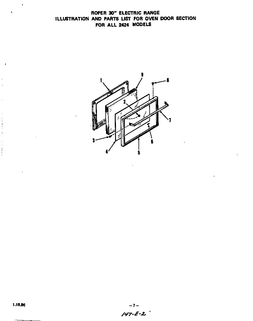 OVEN DOOR FOR 2424 MODELS