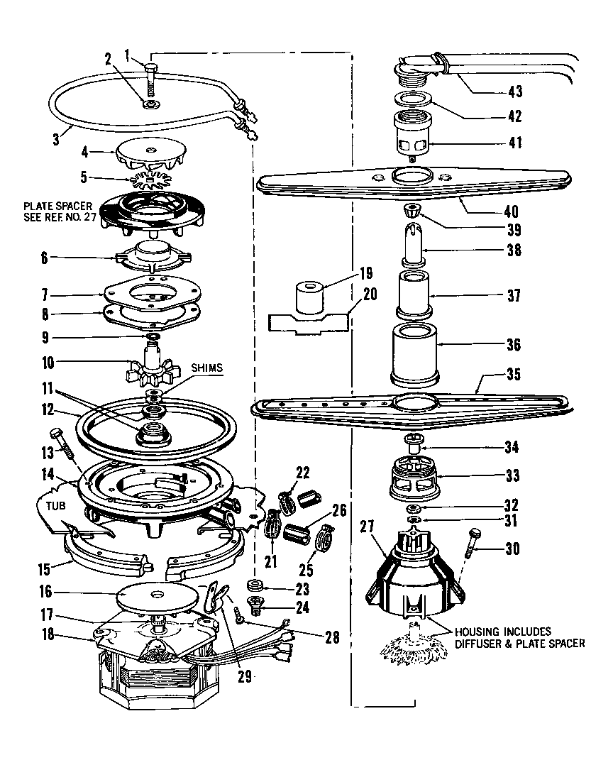 MOTOR, HEATER AND SPRAY ARM