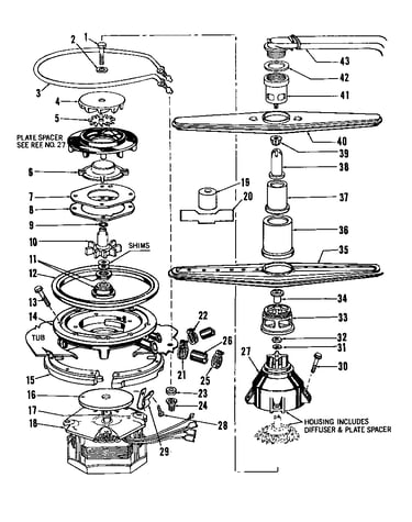 Motor, heater and spray arm
