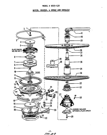 Motor, heater, and spray arm