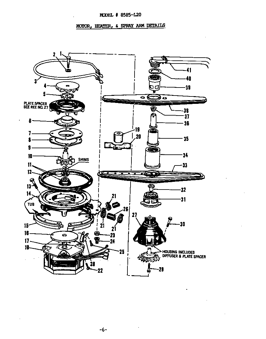 MOTOR, HEATER AND SPRAY ARM