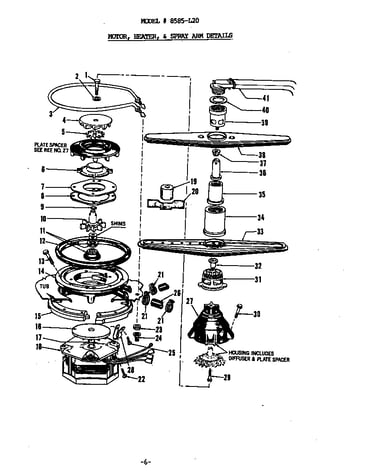 Motor, heater and spray arm
