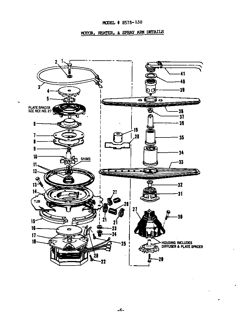 MOTOR, HEATER AND SPRAY ARM