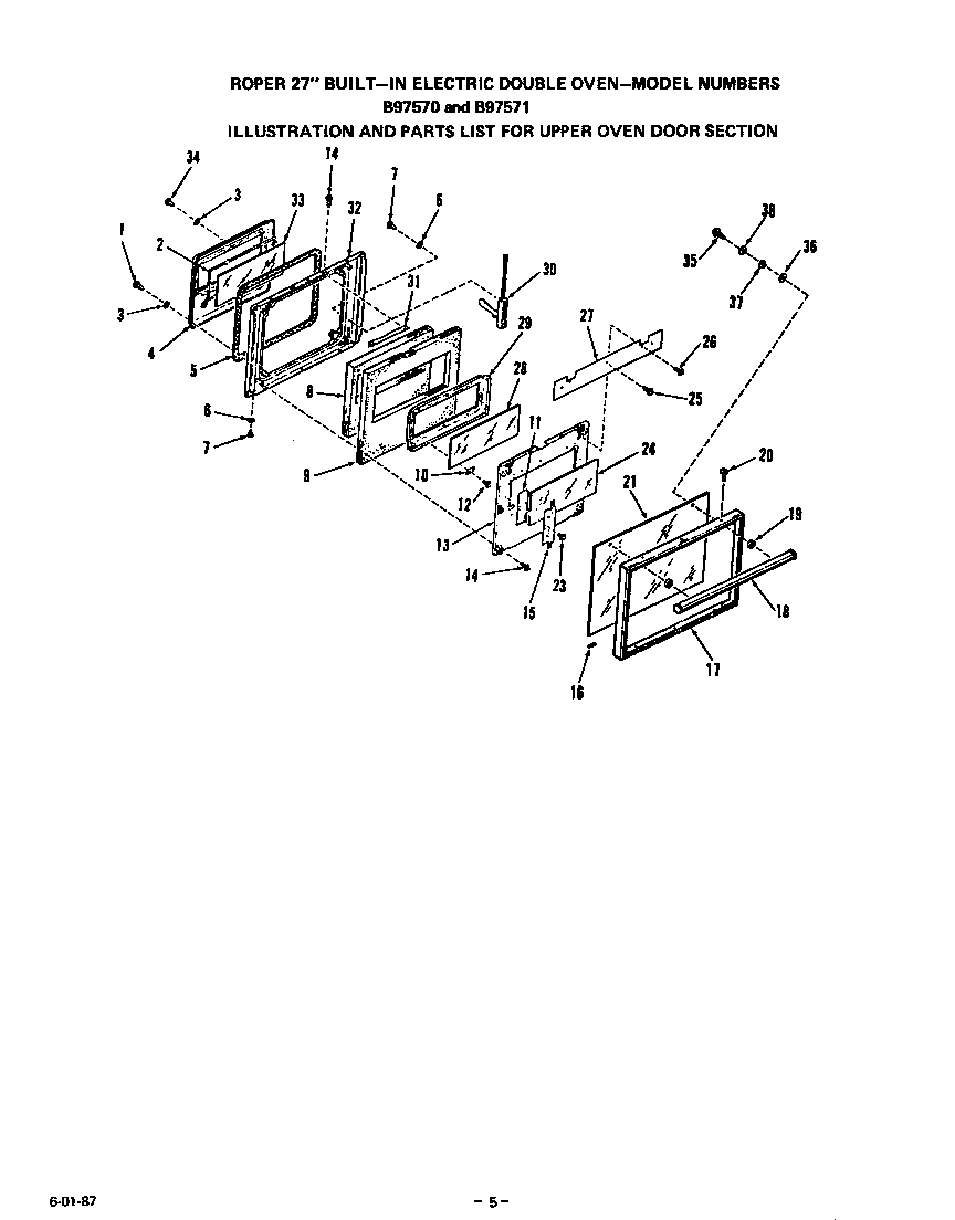 Upper oven door