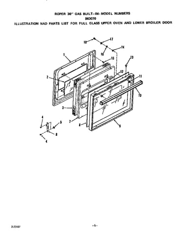 Full glass upper oven and lower broiler door
