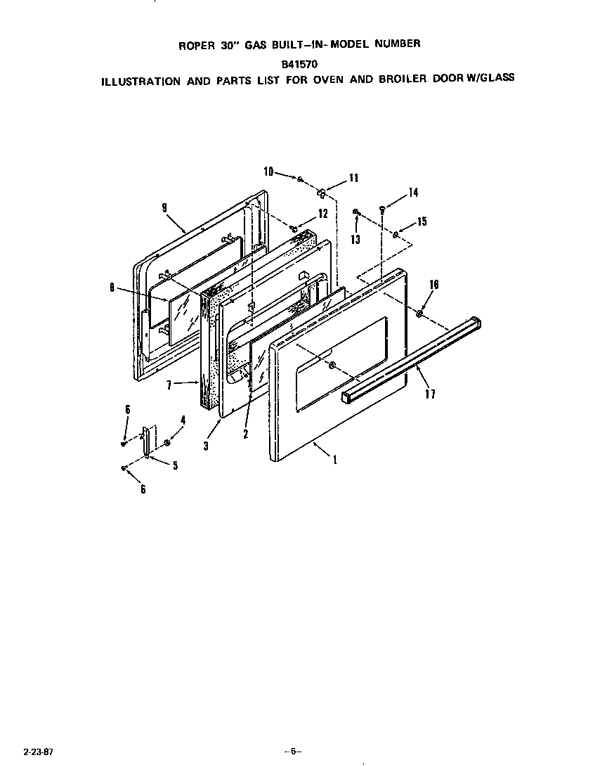 Oven and broiler door w/glass