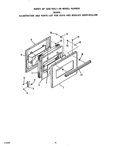 Oven and broiler door w/glass
