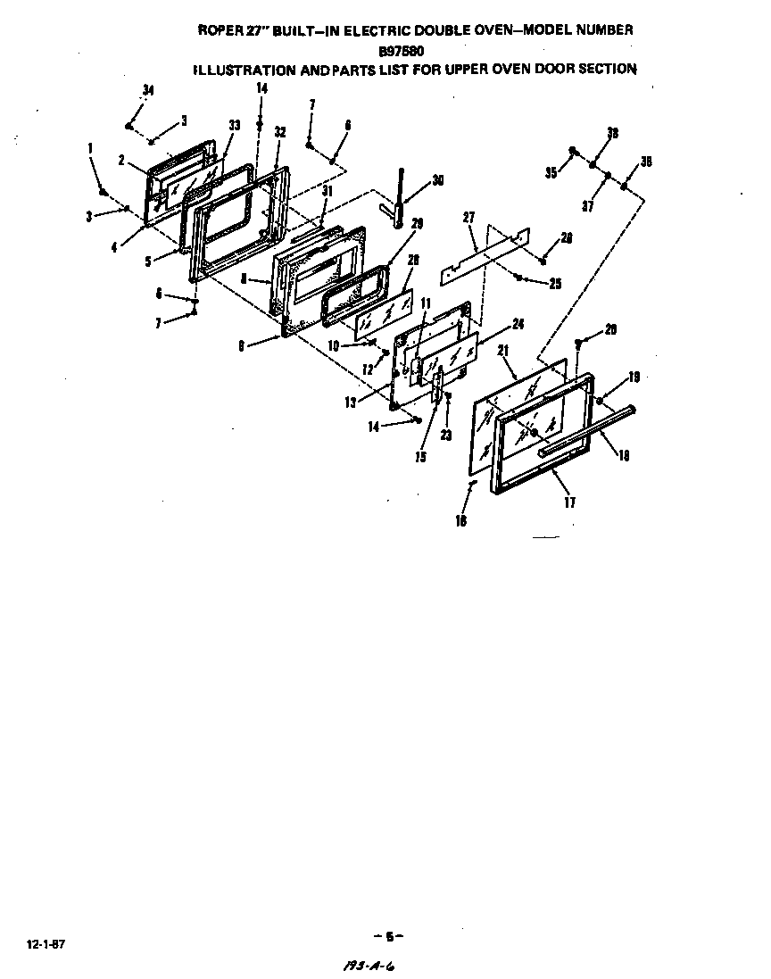 Upper oven door