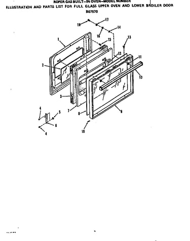 Glass upper oven and lower broiler door