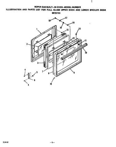 Glass upper oven and lower broiler door