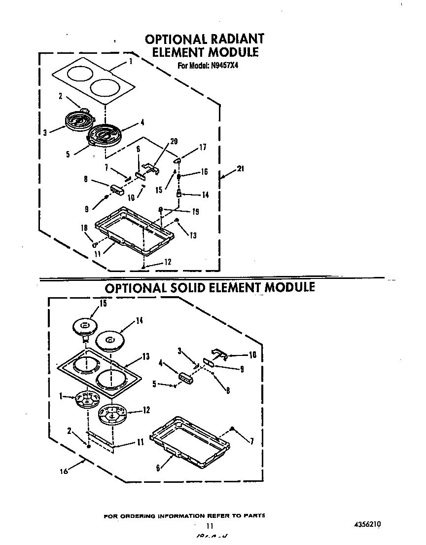 Radiant element and soild elements