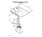 Roper BES430WW1 component shelf and latch diagram