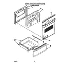 Roper FES340YW0 door and drawer diagram