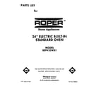 Roper BEP410WB1 front cover diagram