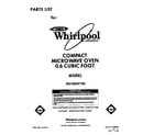 Whirlpool MS1060XYR0 front cover diagram