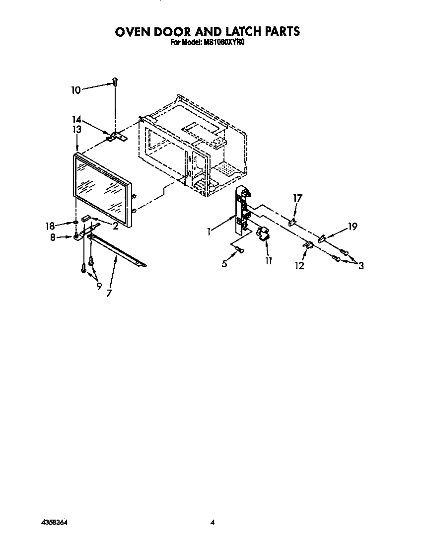 Oven door and latch