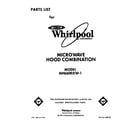 Whirlpool MH6600XW1 front cover diagram