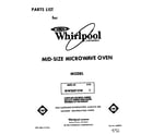 Whirlpool MW3601XW1 front cover diagram