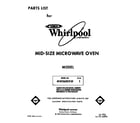 Whirlpool MW3600XW1 front cover diagram