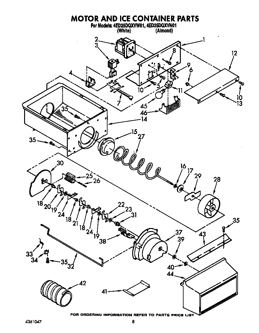 Motor and ice container