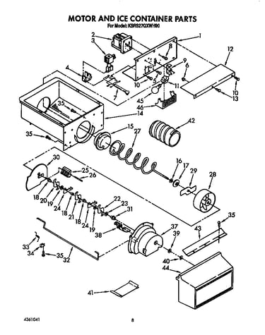 Motor and ice container