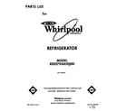 Whirlpool 8ED27DQXXN00 front cover diagram