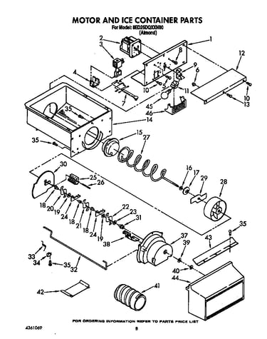 Motor and ice container