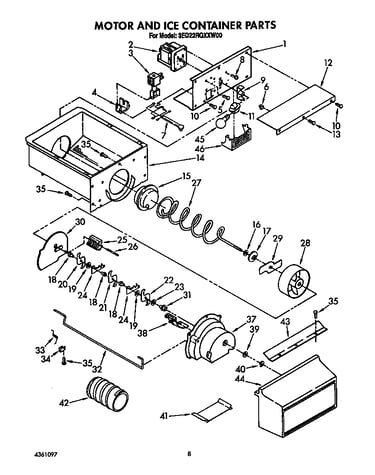 Motor and ice container