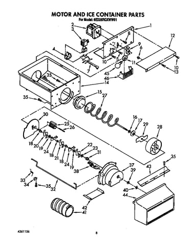 Motor and ice container