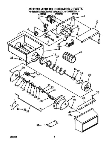 Motor and ice container