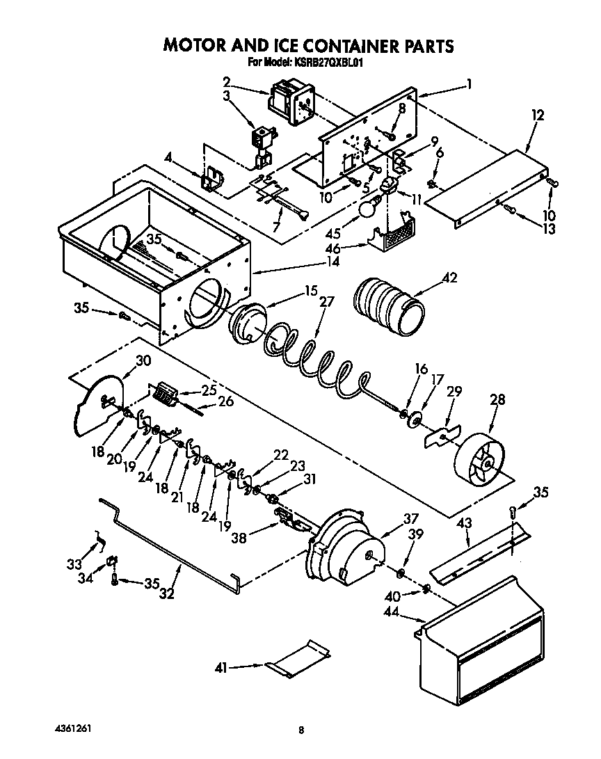 Motor and ice container