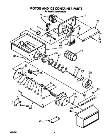 Motor and ice container